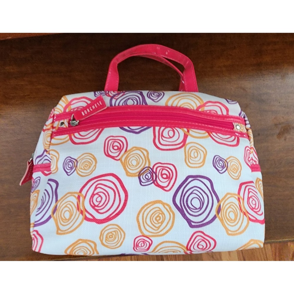 Borghese Print Cosmetic/ Skincare Bag with Extra Outer Side Zip  Pocket
